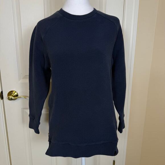 Varley Manning Sweatshirt Black Ribbed Extra Small Oversized Side Zippers VGUC - Picture 4 of 9